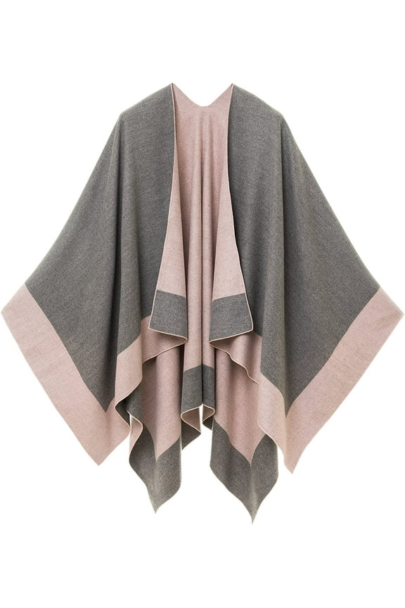 Women's Shawl Wrap Poncho Ruana Cape Cardigan Sweater Open Front for Spring Fall Winter (PC02-3)