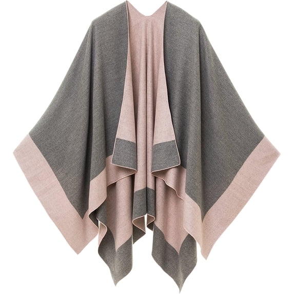 Women's Shawl Wrap Poncho Ruana Cape Cardigan Sweater Open Front for Spring Fall Winter (PC02-3)