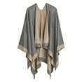 thumbnail image 1 of Women's Shawl Wrap Poncho for Cape Ruana for Travel Plane Blanket, Reversible Open Front Design (PC01-4L), 1 of 9