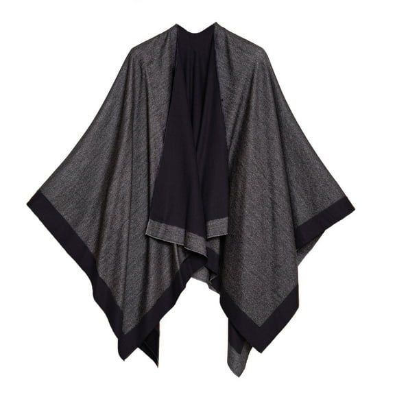 Women's Shawl Wrap Poncho for Cape Ruana for Travel Plane Blanket, Reversible Open Front Design (PC02-11)