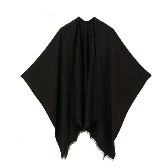 Women's Shawl Wrap Poncho for Cape Ruana for Travel Plane Blanket, Reversible Open Front Design (PC03-11)