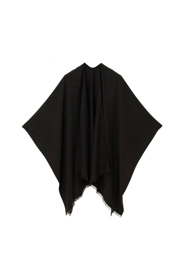 Women's Shawl Wrap Poncho for Cape Ruana for Travel Plane Blanket, Reversible Open Front Design (PC03-11)