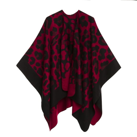 Women's Shawl Wrap Poncho for Cape Ruana for Travel Plane Blanket, Reversible Open Front Design (PC09-13)