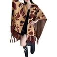 thumbnail image 1 of Women's Shawl Wrap with Tassel Open Front Retro Poncho Cape for Fall Winter (Orange), 1 of 5