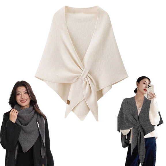 Women's Shawl Wraps Open Front Cardigan, Elegant Shawl Wraps with Loop, Soft Open Front Poncho Sweater, Women's Solid Color Scarf