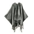 thumbnail image 1 of Women's Shawl Wraps Open Front Poncho Cape Tassel Oversized Sweater Winter Scarf Casual Cardigan Shawls Gray Free, 1 of 2