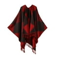 thumbnail image 1 of Women's Shawl Wraps Open Front Poncho Cape Tassel Oversized Sweater Winter Scarf Casual Cardigan Shawls Red Free, 1 of 2