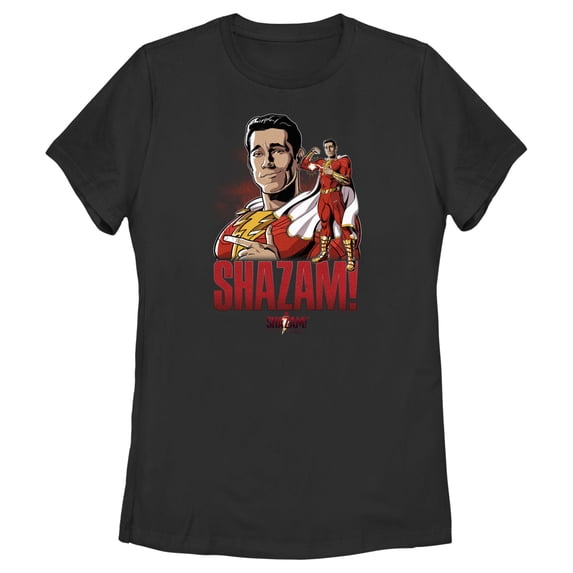 Women's Shazam! Fury of the Gods Hero Portrait Graphic Tee Black Medium