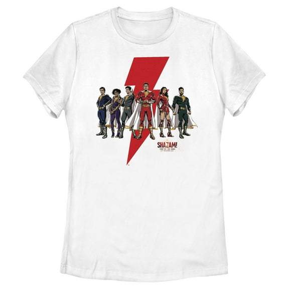 Women's Shazam! Fury of the Gods Heroes Group Portrait Graphic Tee White Small