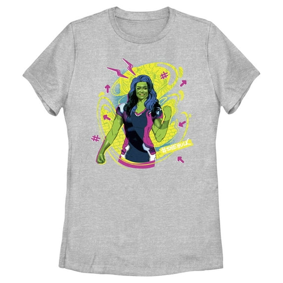 Women's She-Hulk: Attorney at Law Real Life Vs Cartoon Graphic Tee Athletic Heather Large