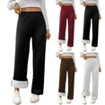 thumbnail image 1 of Women's Shearling-Lined Fleece Wide-Leg Thermal Pants for Winter with Thickened Casual Outerwear, Designed for Comfort and Warmth, Perfect for Daily Outings, Holidays, and Cold Weather,Black,L, 1 of 8