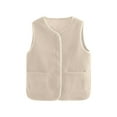 thumbnail image 1 of Women's Shearling Vest Lined Sleeveless Jacket For Winter Warmth Canvas Coat Girls Furry Vest Hiking Vest Women Vest Side Womens plus Size Coats E Vest for Women Insulated Vest Women Womens, 1 of 2