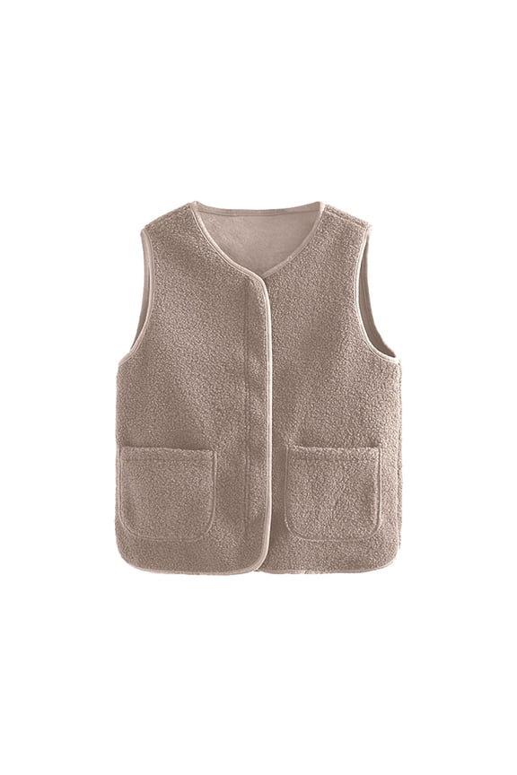Women's Shearling Vest Lined Sleeveless Jacket For Winter Warmth Canvas Coat Girls Furry Vest Hiking Vest Women Vest Side Womens plus Size Coats E Vest for Women Insulated Vest Women Womens