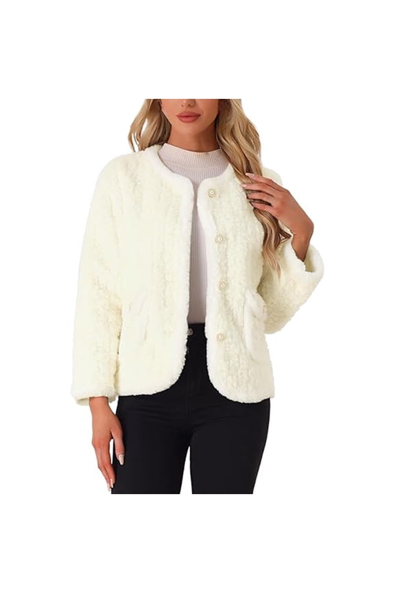 Women's Shearling Winter Overcoat Casual Warm Lined Outerwear Jacket For Cold Weather