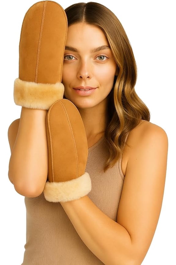 Women's Sheepskin Fur Mittens – LWG Certified Premium Shearling Leather Warm Cold Weather Winter Gloves