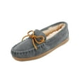 thumbnail image 1 of Minnetonka Womens Sheepskin Hardsole Moccasin Slipper Gray Size 5 W, 1 of 6