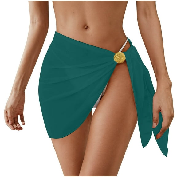 Women's Sheer Chiffon Sarong Cover-Up - Beach Short Wrap Skirt for Swimwear, Lightweight Bikini Wrap & Scarf for Poolside or Resort