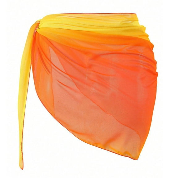 Women's Sheer Chiffon Sarong Cover-Up - Beach Short Wrap Skirt for Swimwear, Lightweight Bikini Wrap & Scarf for Poolside or Resort