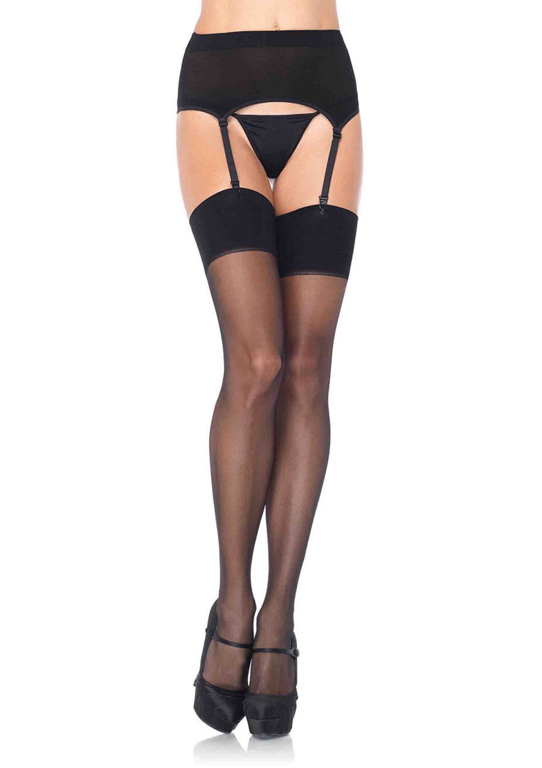 Women's Plus-Size Plus Sheer Garterbelt and Stocking Set, Black -  Walmart.com