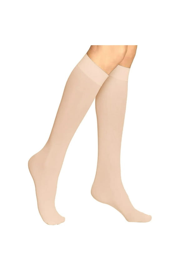 Women's Sheer Knee High Stockings, 83% Cotton Blend, Enhances Ventilation, Comfort Fit, Lightweight, Tumble Drying
