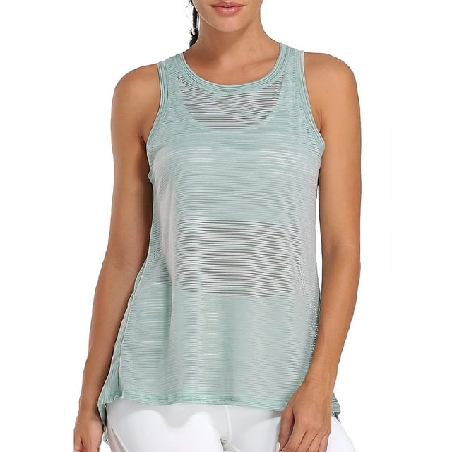 Women's Mesh Workout Tank Tops with Loose Backless Design and Fitting