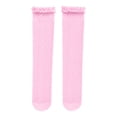 thumbnail image 1 of Women's Sheer Mesh Fishnet Knee-High Socks with Ruffled Lace Polka Dot Stockings (1 Pair), 1 of 3