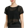 thumbnail image 1 of Women's Sheer Mesh Fishnet Net Short Sleeve T-Shirt Crop Top, 1 of 5