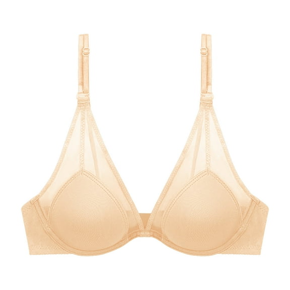 Women's Sheer Mesh Lace Underwire Bra French Style Lingerie Comfortable Support Thin Cups Classic Design