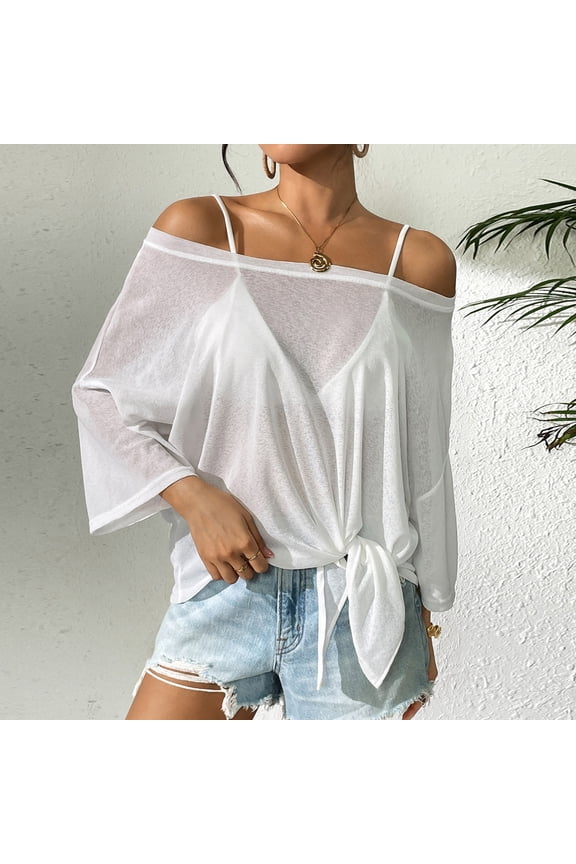 Women's Sheer Mesh Panel Layered Top - Feminine Stylish Casual & Date Night Wear