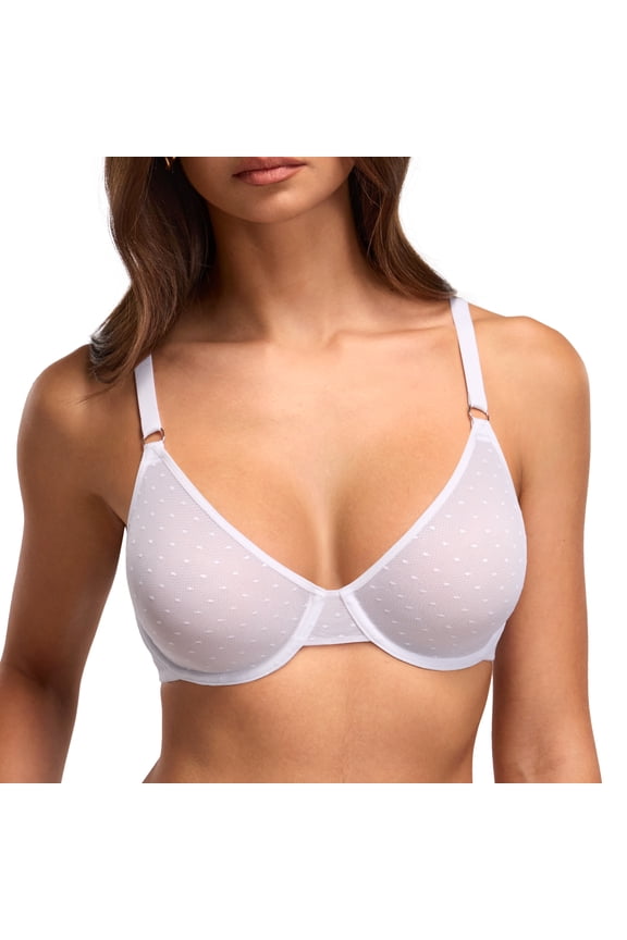 Women's Sheer Mesh Unlined Demi Bra Seamless Underwire See Through Sexy Everyday Bras Size 32A-42DD