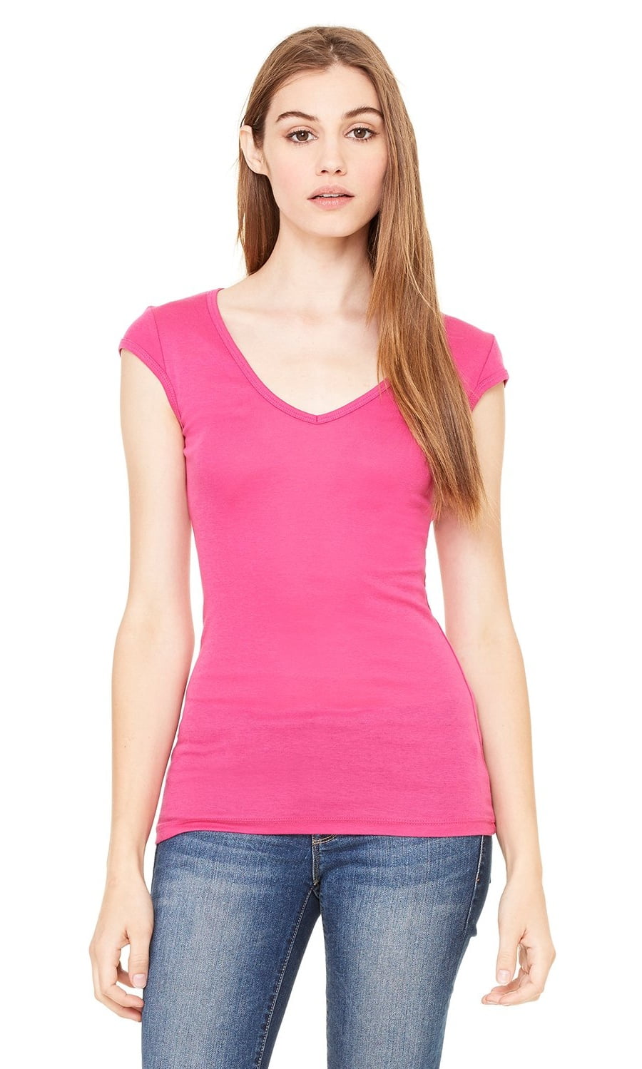 Cap sleeve v top neck t shirt