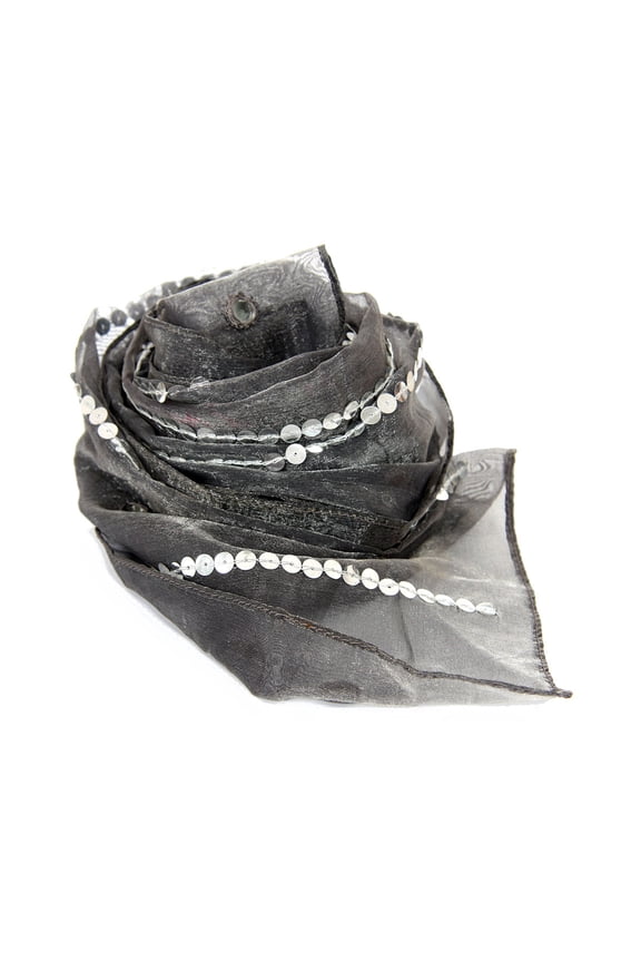 Women's Sheer Sequined Polyester Scarf Deep Grey Scarf Wrap 12 x 56 inches
