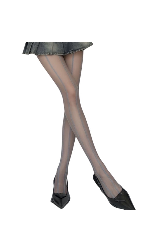 Women's Sheer Tights Weave Wheat Pattern High Elastic Waistband Pantyhose Vertical Striped Stockings For Daily Wear