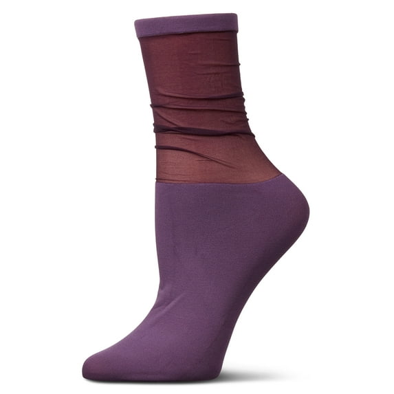 MeMoi Women's Sheer Top Anklet Socks - Womens - Female, One Size, Velvet Morning