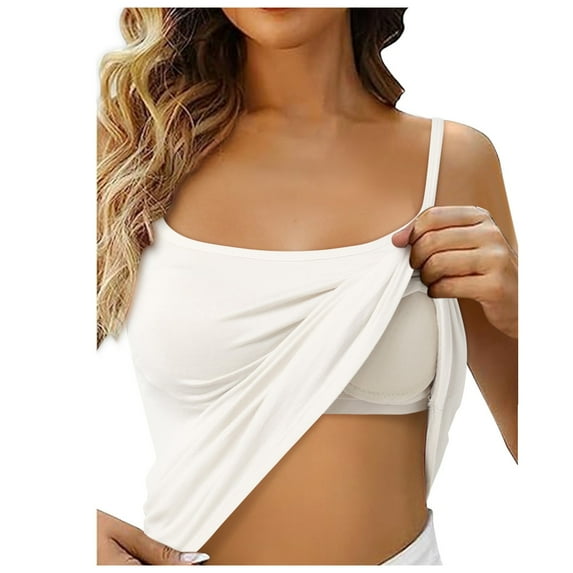 Women's Shelf Bra Camisoles - Adjustable Spaghetti Strap, Solid Color, Cotton, Breathable, for Multiple Occasions, Sizes M - XXL