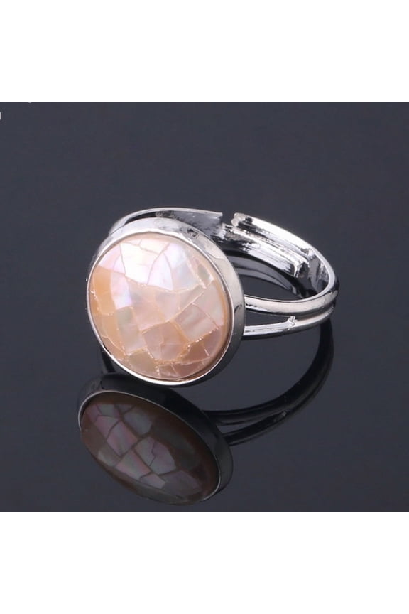Women's Shell Ornament Convex Adjustable Stitching Circular Section Ring