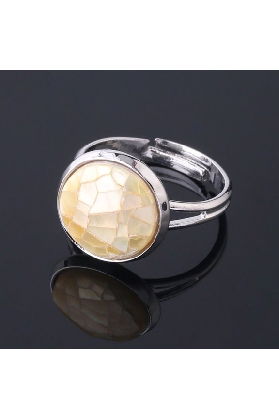 Women's Shell Ornament Convex Adjustable Stitching Circular Section Ring