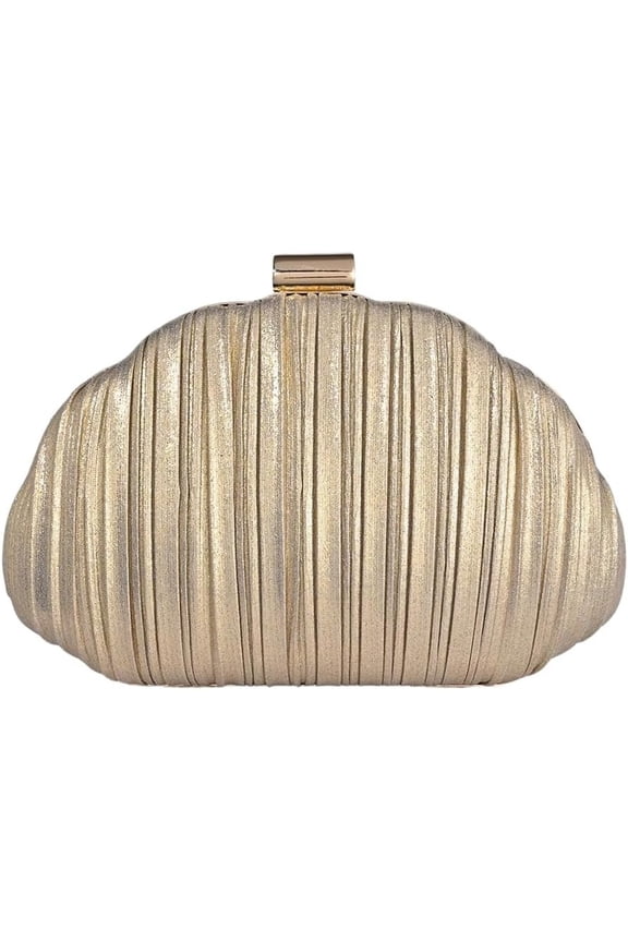 Women's Shell Shaped Clutch Purse Ruched Mini Crossbody Bag Elegant Evening Handbag with Chain Strap