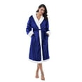 thumbnail image 1 of Women's Sherpa Bathrobe, Soft Warm Fleece Long Robe, Shawl Collar, Comfy, Full Length, 1 of 6