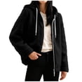 thumbnail image 1 of Women's Sherpa Fleece Hooded Jacket, Casual Zip-Up Teddy Coat With Pockets for Shopping or Taking a Walk, 1 of 8
