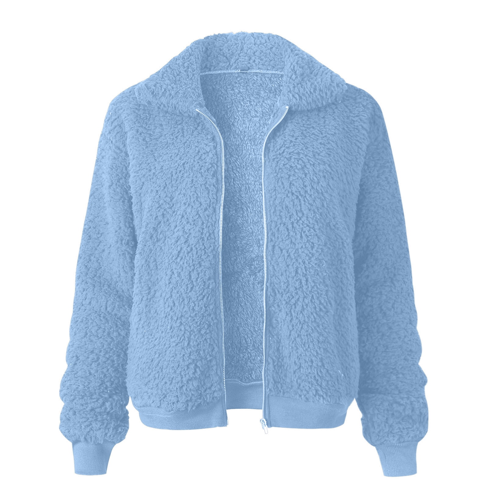 Women's Sherpa Fleece Jacket Casual Full Zip Up Long Sleeve Soft Warm