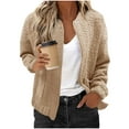 thumbnail image 1 of Women's Sherpa Fleece Jacket Long Sleeve Faux Fuzzy Casual Zip Up Bomber Coat With Pocket, 1 of 7