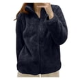thumbnail image 1 of Women's Sherpa Fleece Jacket, Stand Collar Zip Front Plush Lined Cardigan, Cozy and Warm for Casual Winter Outerwear, Lounge, and Cold Weather-Black, 1 of 3