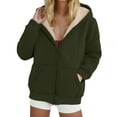 thumbnail image 1 of Women's Sherpa Fleece Jacket Winter Warm Hoodie Zip Up Coat Thick Plush Hooded Casual Outerwear with Pockets, 1 of 3