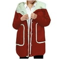 thumbnail image 1 of Women's Sherpa Fleece Lined Coat with Belt Winter Warm Cotton Mid Long Faux Fur Hooded Jacket Zip Up Hoodie Overcoat (XL, Wine), 1 of 5