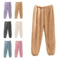 thumbnail image 1 of Women's Sherpa Fleece Pajamas Pants Winter Warm Fuzzy Thick Lounge Bottoms Sleepwear Elastic Homewear Trousers Khaki Free, 1 of 4