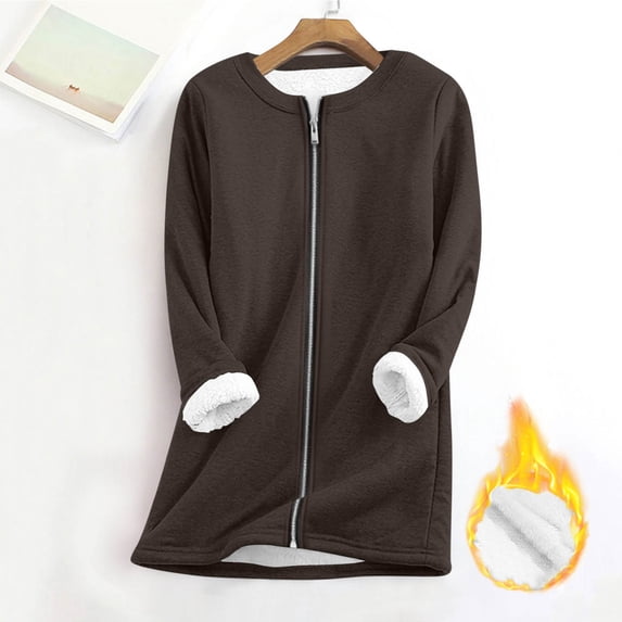 Women's Sherpa Fleece Pullover Teddy Fleece Sweatshirt with Pockets Cozy Oversized Winter Outwear for Fall and Winter 2025 Brown S