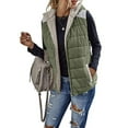 thumbnail image 1 of Women's Sherpa Fleece Reversible Vest Full Zip Hoodie Winter Cozy Color Block Thermal Outerwear with Pockets, 1 of 4