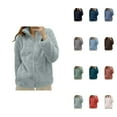 thumbnail image 1 of Women's Sherpa Zip-Up Jacket â High Neck, Long Sleeve, Solid Color Cozy Outerwear Without Hood, 1 of 4
