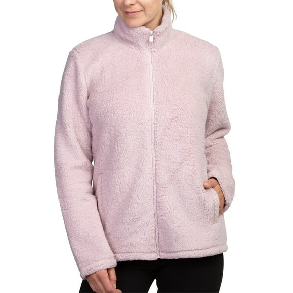 Women's Sherpa Fleece Zip Up Jacket S, Pink